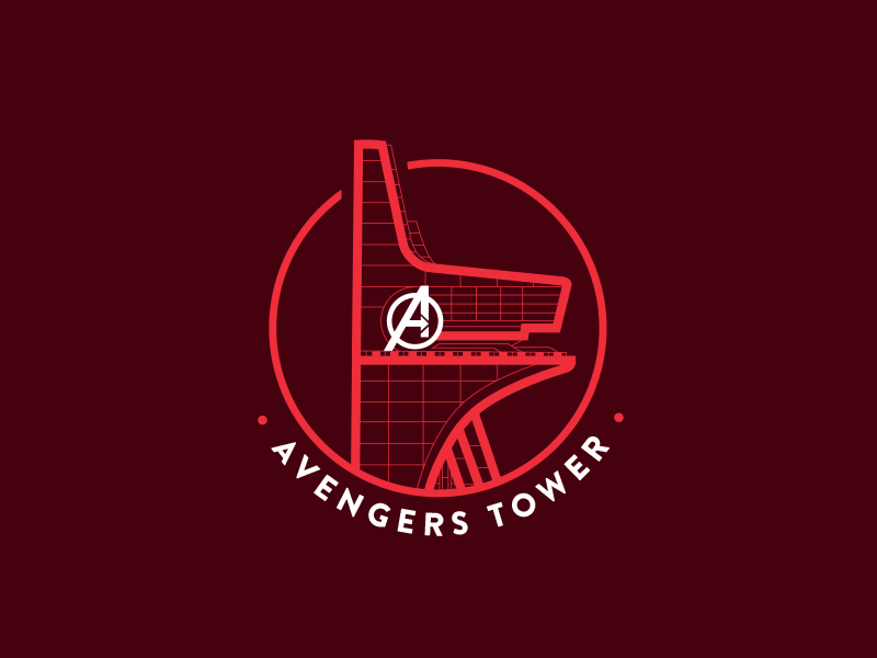 Avengers Tower badge building city detail film flat icon illustration logo nyc process skyscraper