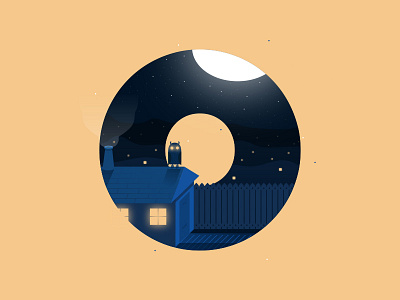 36 Days of Type - O 3d angles detail icon illustration isometric landscape night owl scene shadow typography