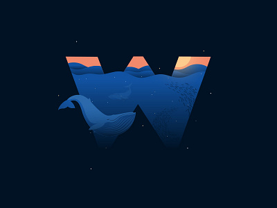 36 Days of Type - W 3d angles animal detail icon illustration isometric landscape nature scene shadow typography