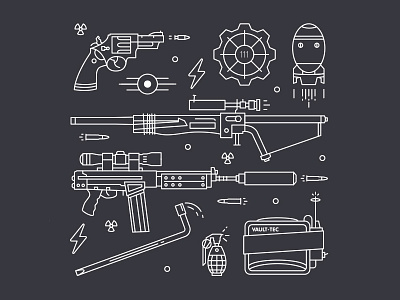 Fallout 4 Icons Vol III fallout game gun icon iconography illustration laser logo simple war weapon wip