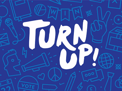 Turn Up character hands icon iconography illustration lines music pattern simple typography vote wip