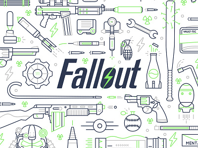 Fallout 4 - Full Illo fallout game gun icon iconography illustration laser logo pattern simple weapon wip