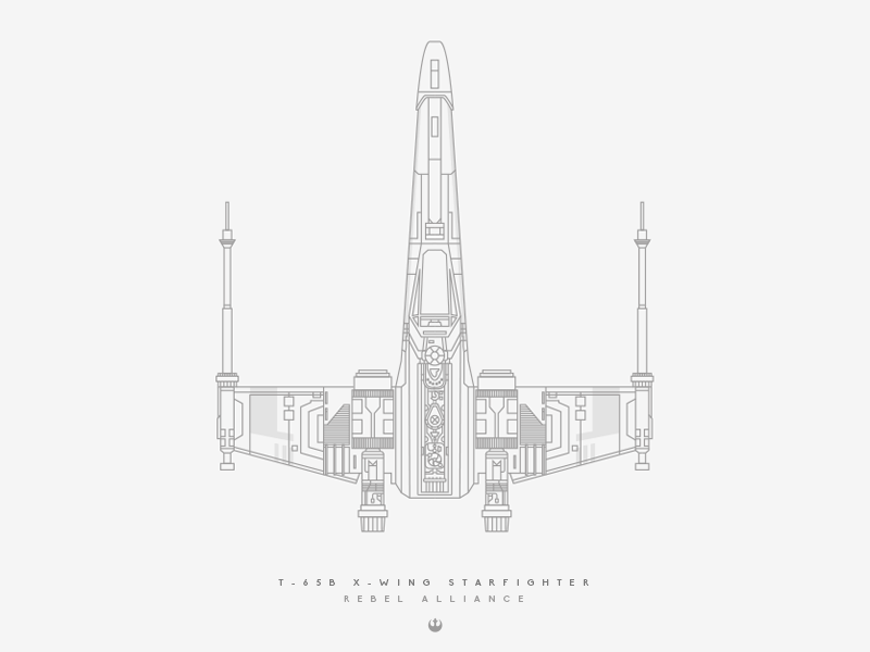X Wing detail graphic design illustration jedi line illustration movie rebellion ship space star wars