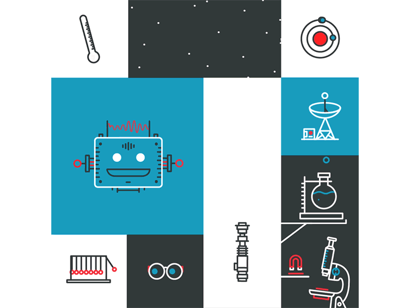 Science animation gif icon illustration lines loop robot simple star wars technology wip