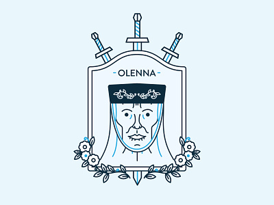 Olenna badge character face female flowers game of thrones got illustration lines logo simple sword