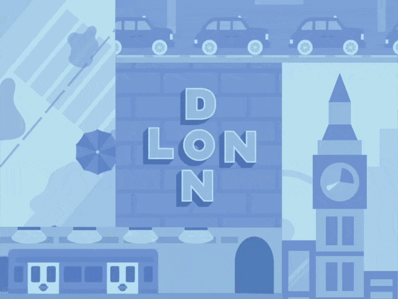 LDN city flat gif icon illustration london loop moon motion simple taxi typography