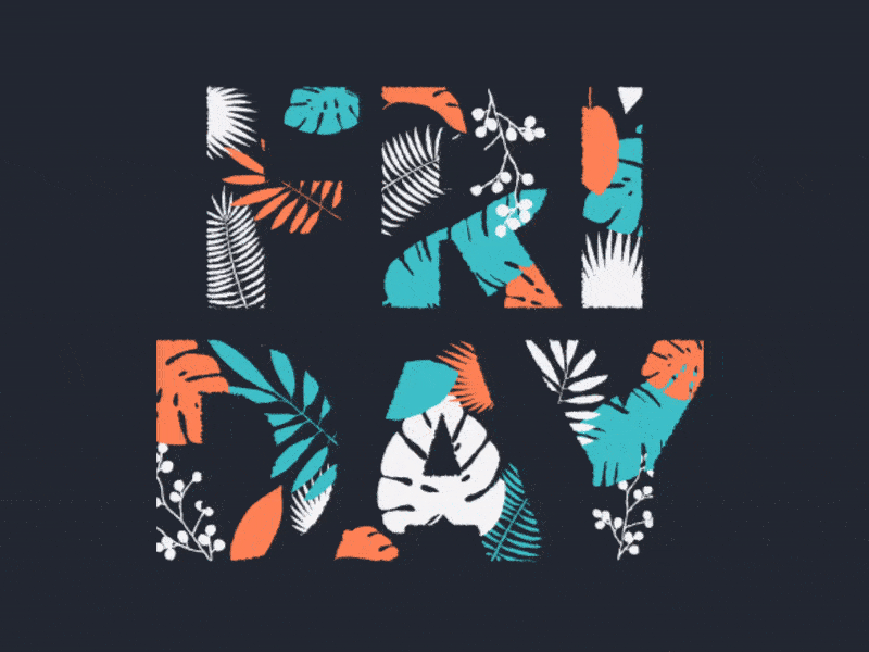 Friday animation colour gif illustration jungle lettering loop motion nature plant typography