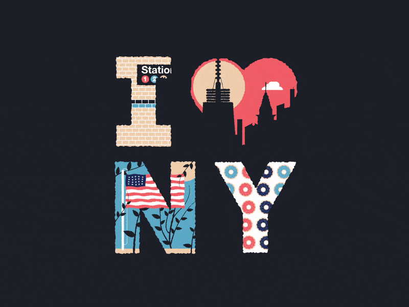 I Love NYC 🇺🇸 ❤️ animation city flag food loop nyc plant sky subway sun travel usa