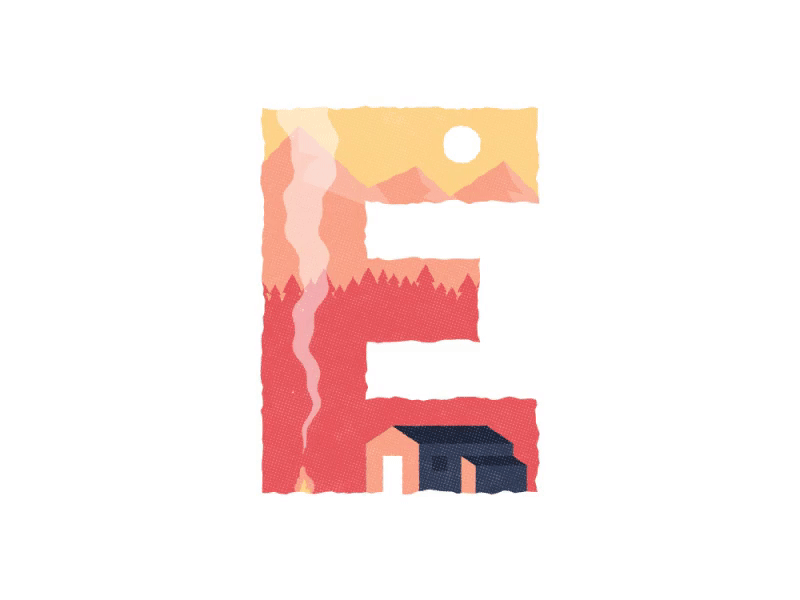 E M B E R S 🔥 36 Days of Type 36 days of type building camping fire gif landscape letter e light loop mountain nature travel