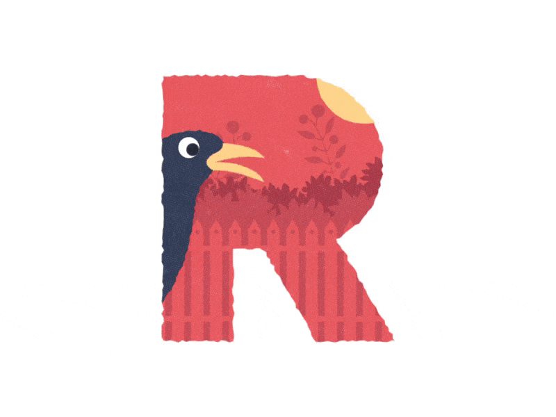 R A V E N - 36 Days of Type 36 days of type animal animation bird garden landscape letter r loop motion nature typography