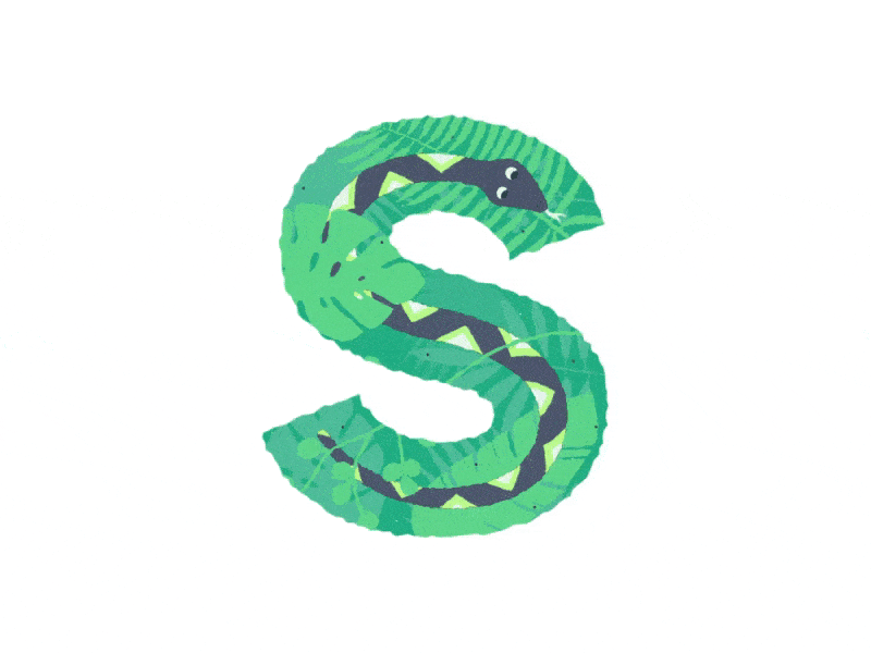 S N A K E 🐍 36 Days of Type 36 days of type animal animation character leaf letter s loop motion nature snake typography