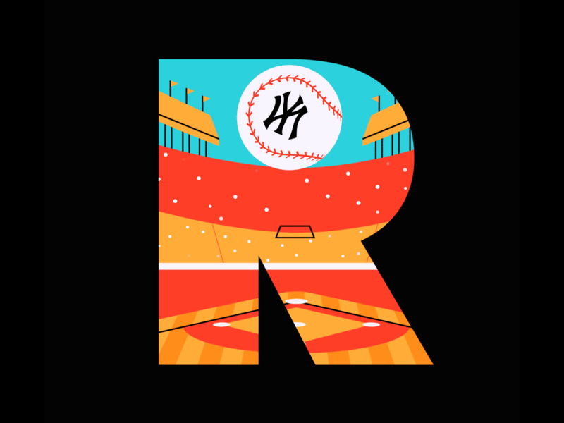 Yankees 3d animation city flat illustration landscape logo loop motion nyc nycbrandingagency typography