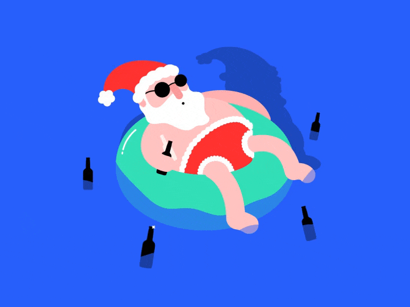 Santa's Vacation animation beer character christmas holiday illustration loop motion santa simple sleep swimming