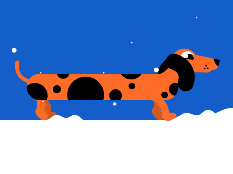 HNY 🌭 3d animal animation dog illustration loop motion sausage sausage dog simple snow walk cycle