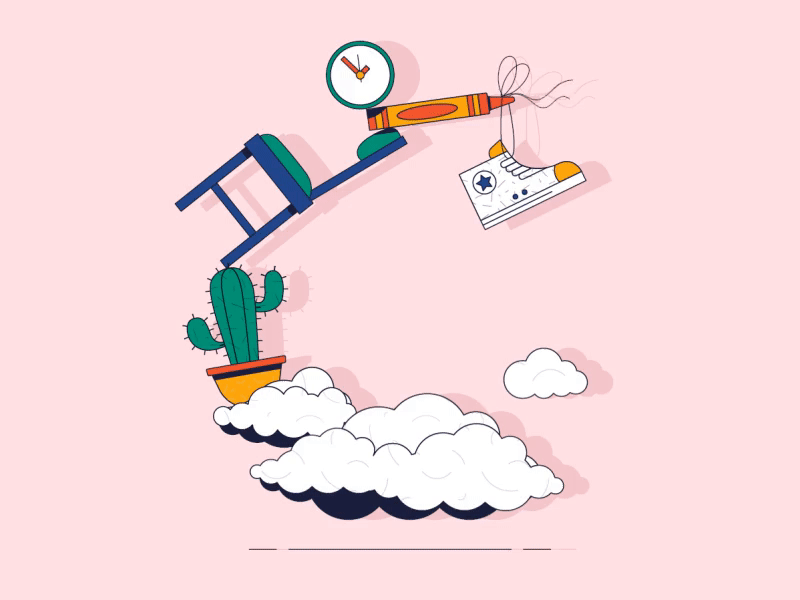 36 Days of Type - C 36 days of type animation cactus clouds flat icon illustration motion nike shadow simple typography
