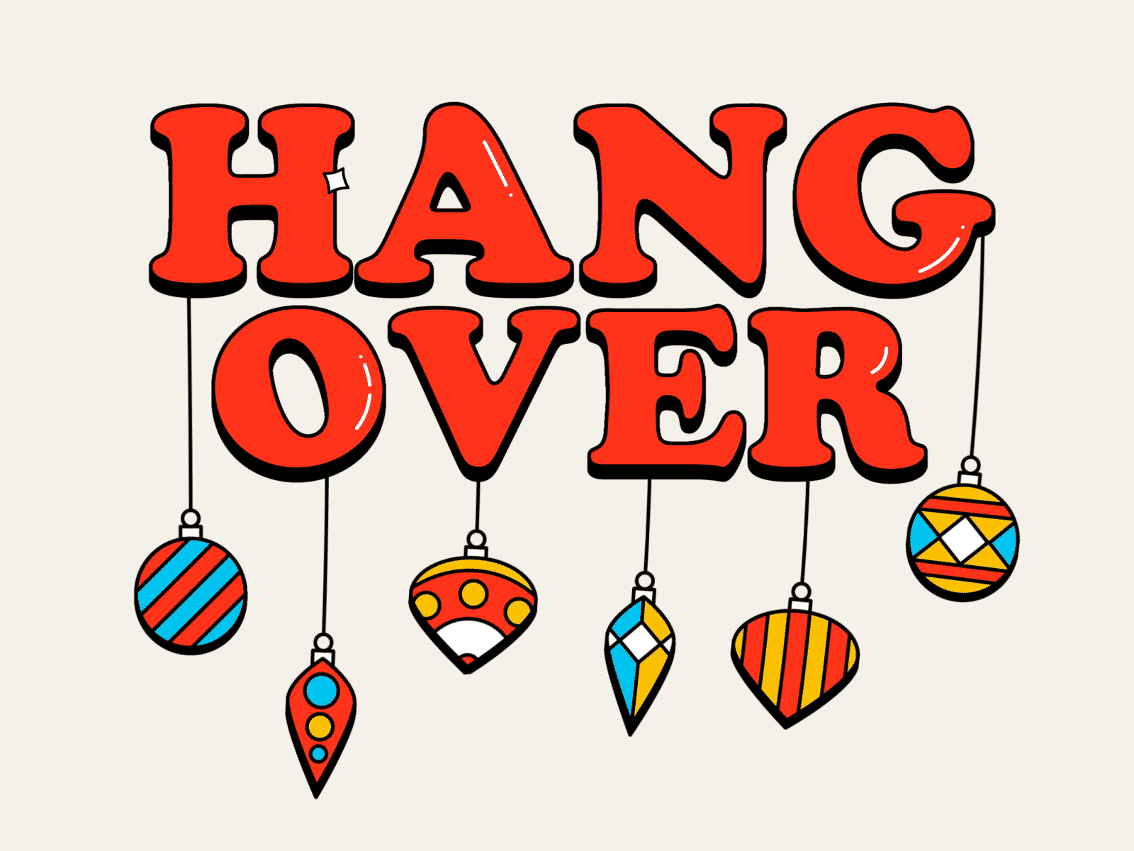 HANGOVER alchol animation christmas card hangover icon illustration logo loop motion shadow typography