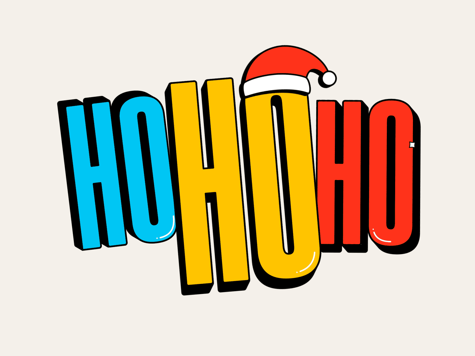 HO HO HO animation christmas ho ho ho icon illustration logo loop motion santa shadow typography xmas