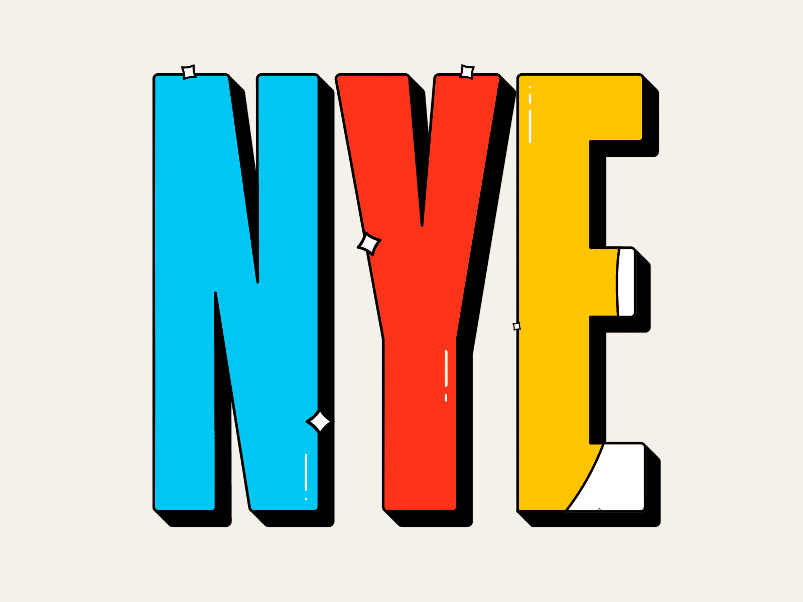 NYE animation icon illustration logo loop motion new year nye shadow simple typography