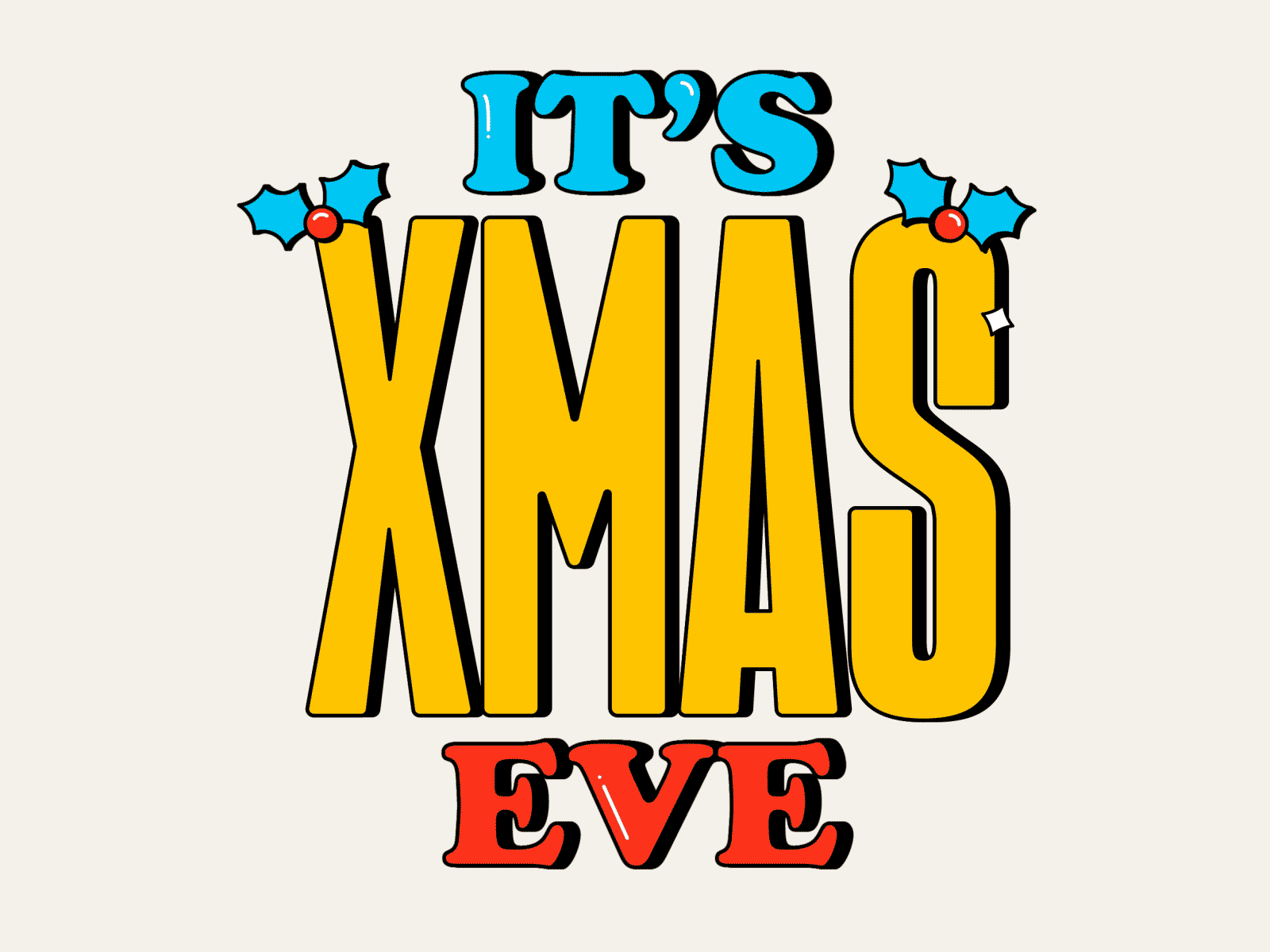 XMAS EVE animation christmas icon illustration logo loop motion shadow sticker stretch typography xmas