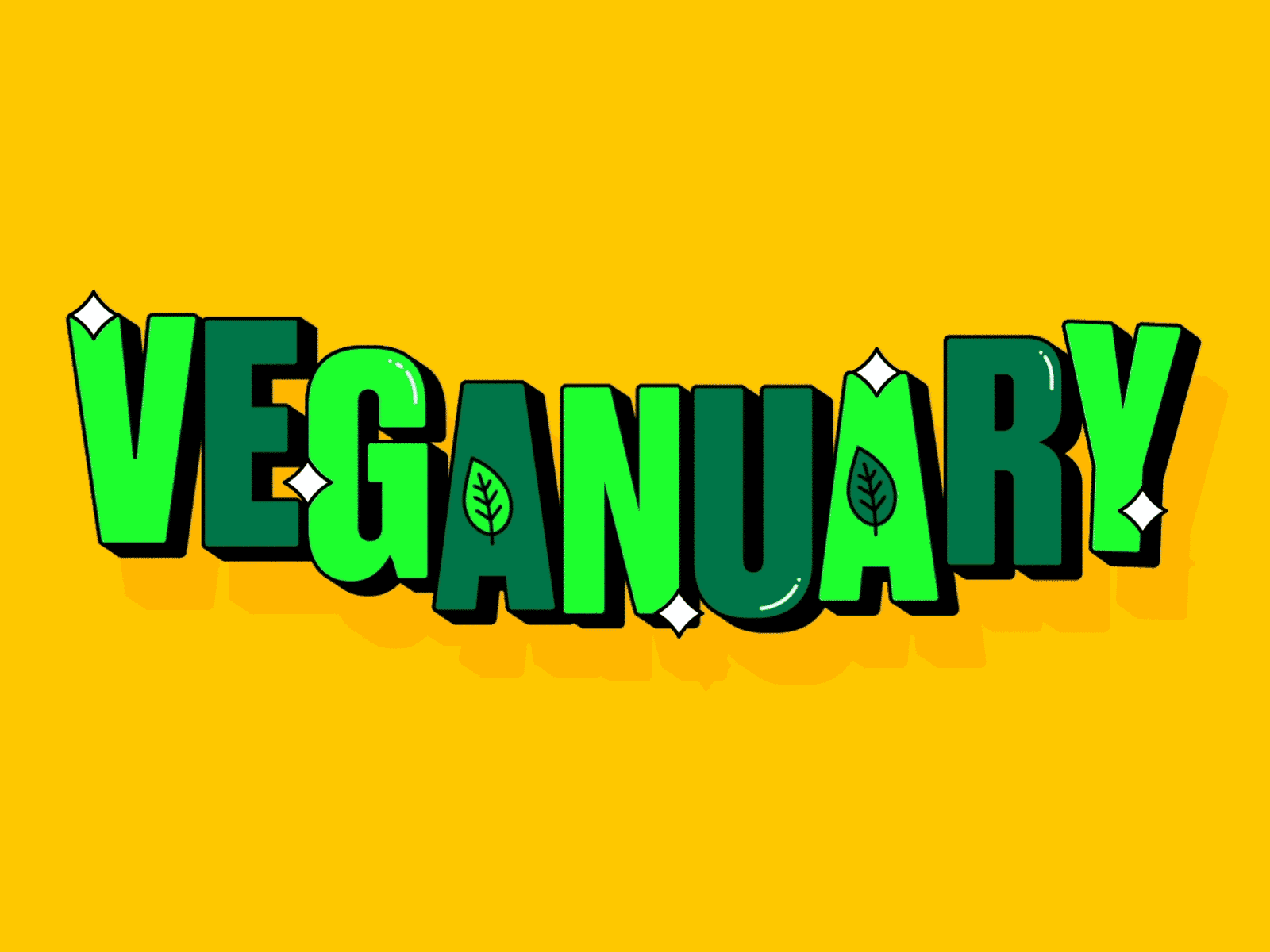 VEGANUARY 3d animation icon illustration leaf logo loop motion plants typography vegan vegetable