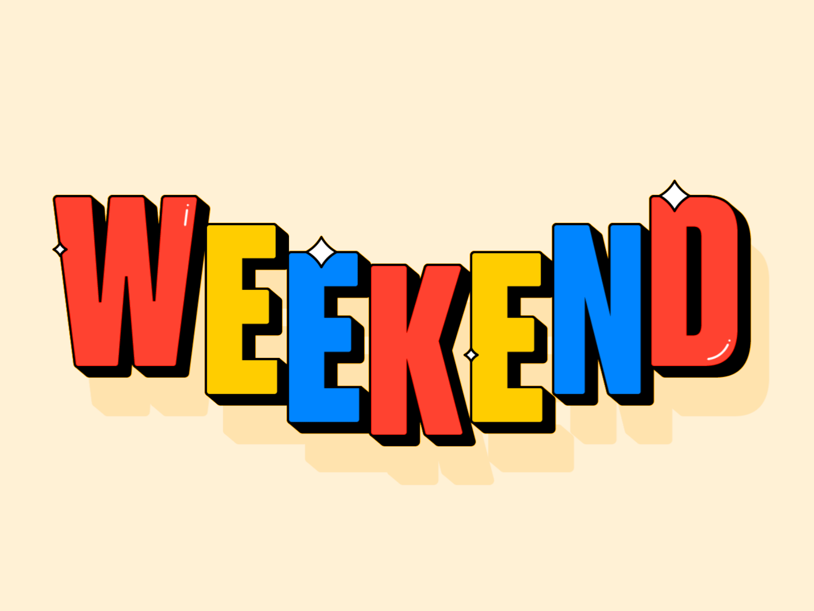 WEEKEND animation flat icon illustration logo loop motion shadow simple typography