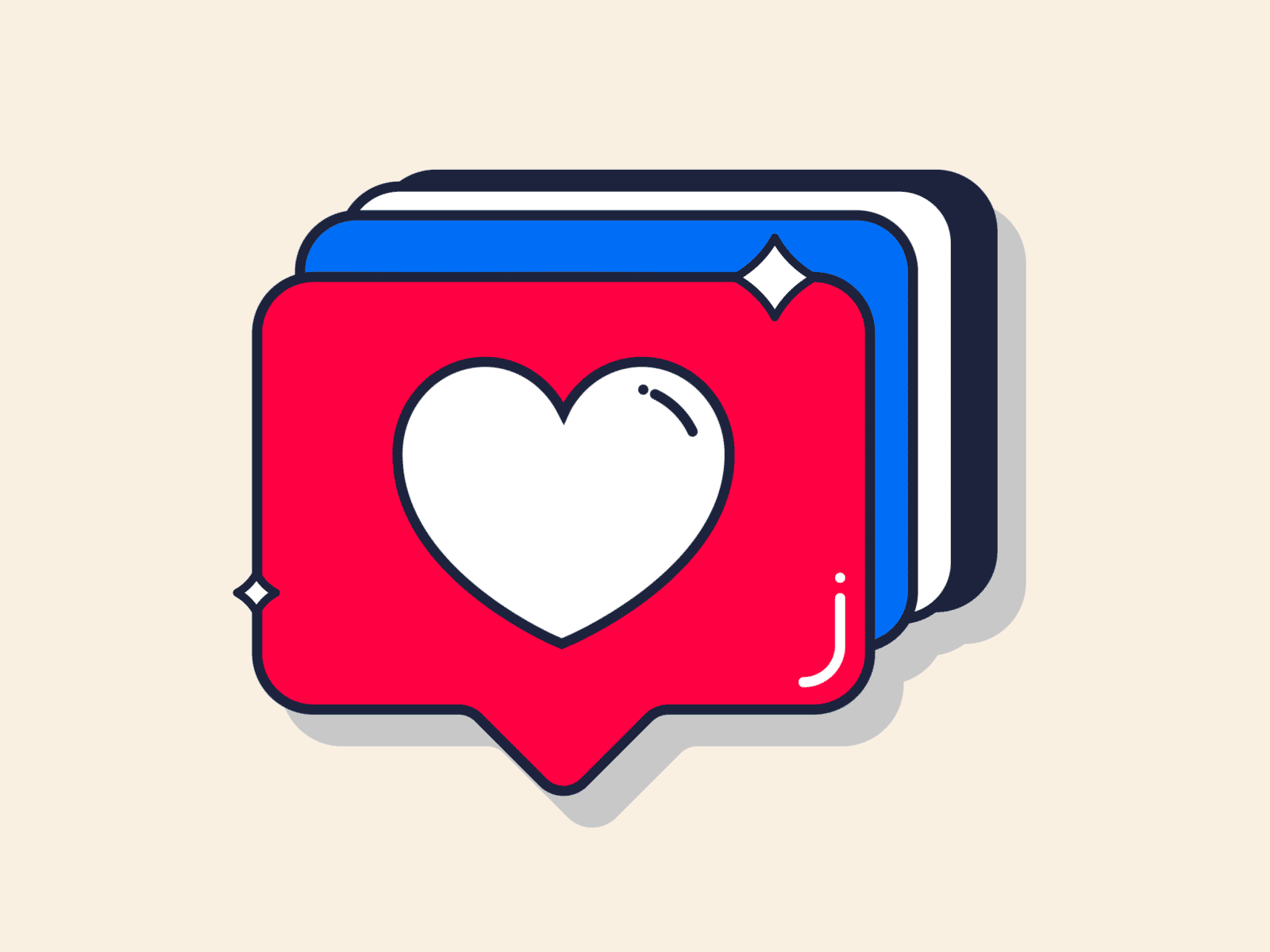 LIKE ❤️ animation bounce character flat heart icon illustration like logo motion shadow typography