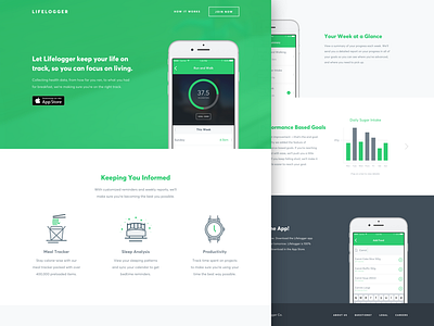 Lifelogger Landing Page by Josh McDonald on Dribbble