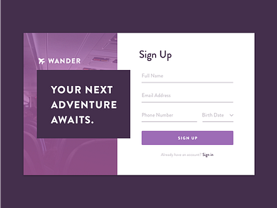 UI Exercise - Sign Up Form 01 100 days daily ui form interface kit sign up ui ux web