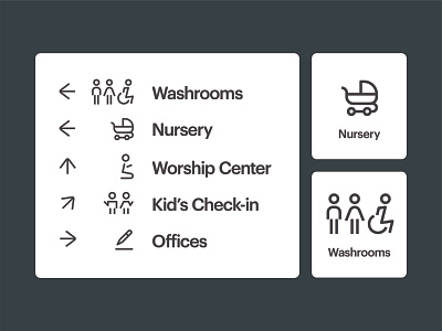 Parkway Church Wayfinding Custom Icons branding church church branding environment icon iconography icons illustration layout typography wayfinding wip