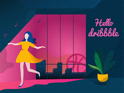 Hi Dribbble! debut design dribbble girl graphic illustration shot