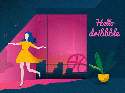 Hi Dribbble! debut design dribbble girl graphic illustration shot