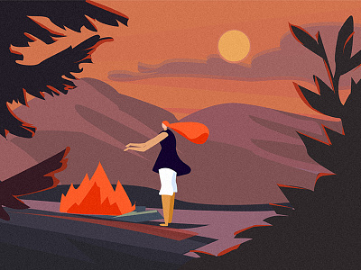 Lull art beautiful breath character characters clothes color design dribbble girl graphic illustration mountains summer sunset ui ux vector