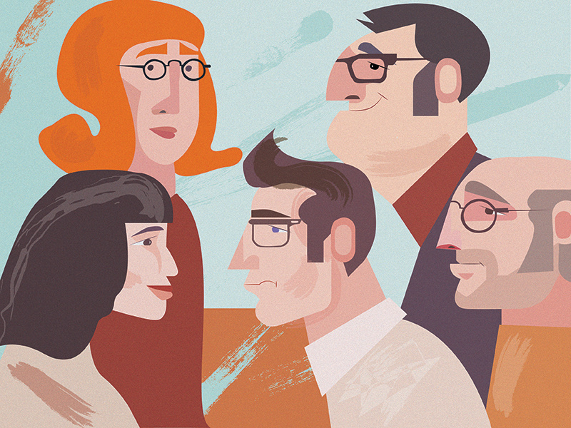 Men&Women profile clothes shoulders head faces hair picture strokes pastel color friendship relationship woman man art characters vector design illustration praphic