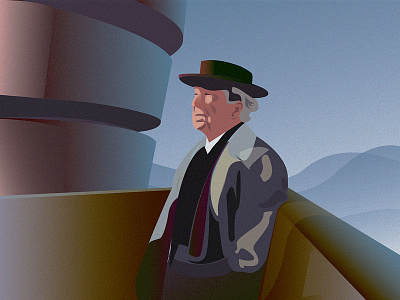 Frank Lloyd architect art building character characters clothes coat color design dribbble face gradient graphic hat human illustration men roof ui vector