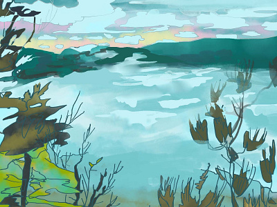 a view near starved rock illustration landscape