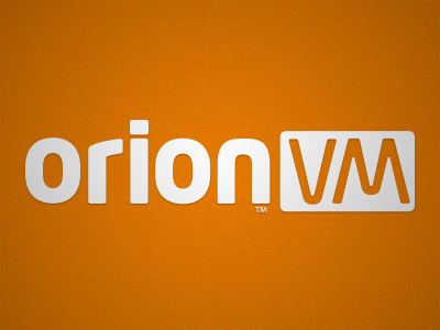 OrionVM logo cloud custom logo orange orionvm typeface white