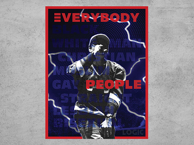 Everybody blue design everybody logic music people poster red texture typography