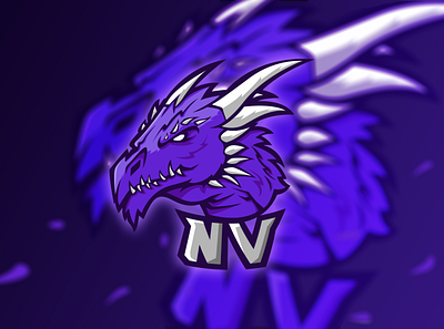 "nV" Clan logo design adobe branding design dragon esport esports illustration illustrator logo logo design mascot mascot logo purple vector