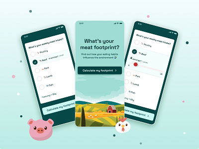 Meat Footprint Calculator • #DailyUI 004 app design calculator calculator app calculator design daily 100 daily challange daily ui dailyui 004 earth illustration meat calculator meat footprint mobile app mobile app design ui designer uiux vegan vegan app veganism vegetarian