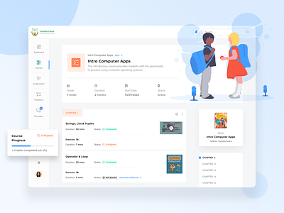 Course View cards clean illustration minimal responsive ui ux