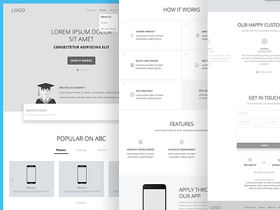 Home Page - Wireframe clean layout responsive ui user stories ux web