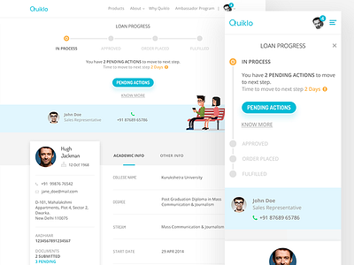 Loan Progress and User Profile finance profile progress responsive ui ux