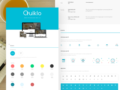 Quiklo Style Guide clean ecommerce light minimal mobile first responsive ui kit