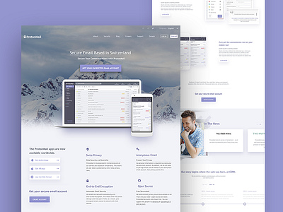 ProtonMail - Home clean interface landing mail private responsive ui ux web design