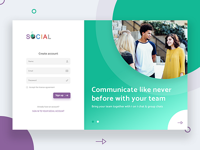 Onboarding - Collaboration tool chat collaboration onboarding sign up social ui ux web