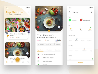 Recipe App app apple cards clean ios minimal ui ux