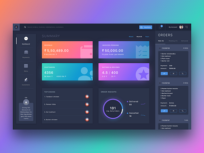 Dash Standalone Dark clean dashboard desktop food minimal app ui uikit ux web