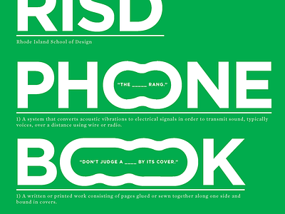 RISD Phone Book book cover definition design dictionary directory graphic green link phone print reference risd stretched typeface typography