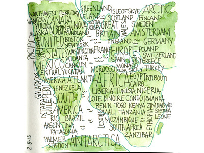 Type Map green map pen type typography watercolor