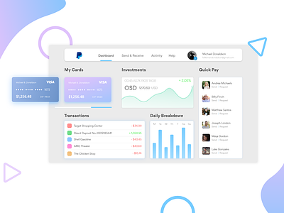 Financial Dashboard Design - Paypal Redesign